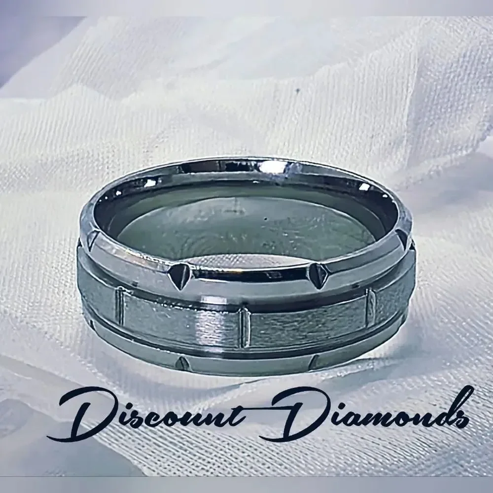 Tungsten Polished Silver Ring